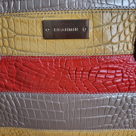 Orange and Yellow Striped Satchel Bag - Picture 3 of 13